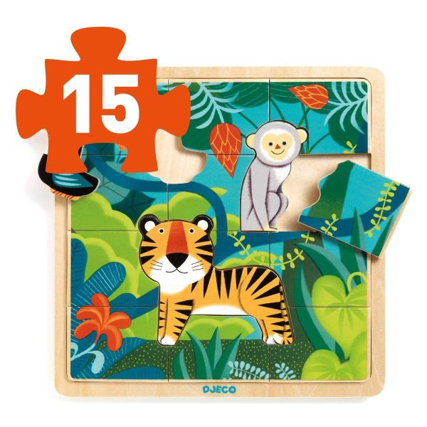 Djeco | Holzpuzzle: Puzzle Dschungel - 15 Teile Im Angebot – Bild 2