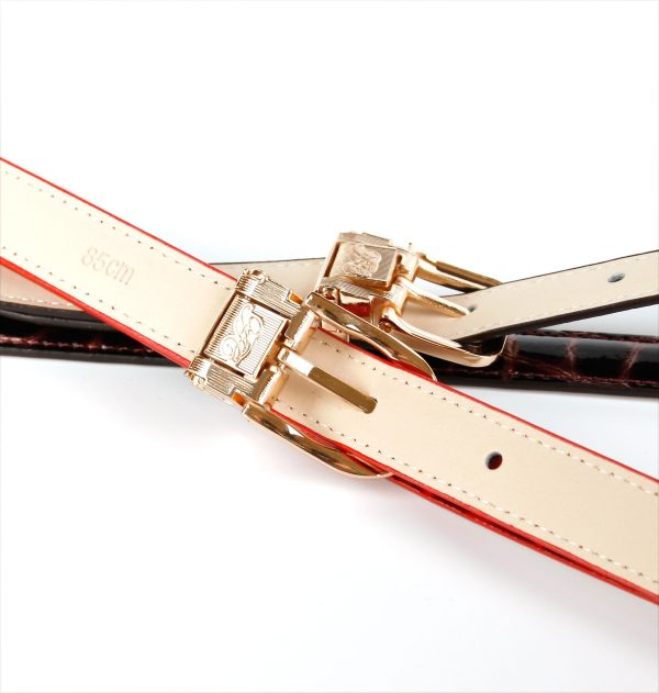 2 cm Ledergürtel genarbt in Weiß mit goldfarbener Schließe 43CT90 Online-Verkauf – Bild 4